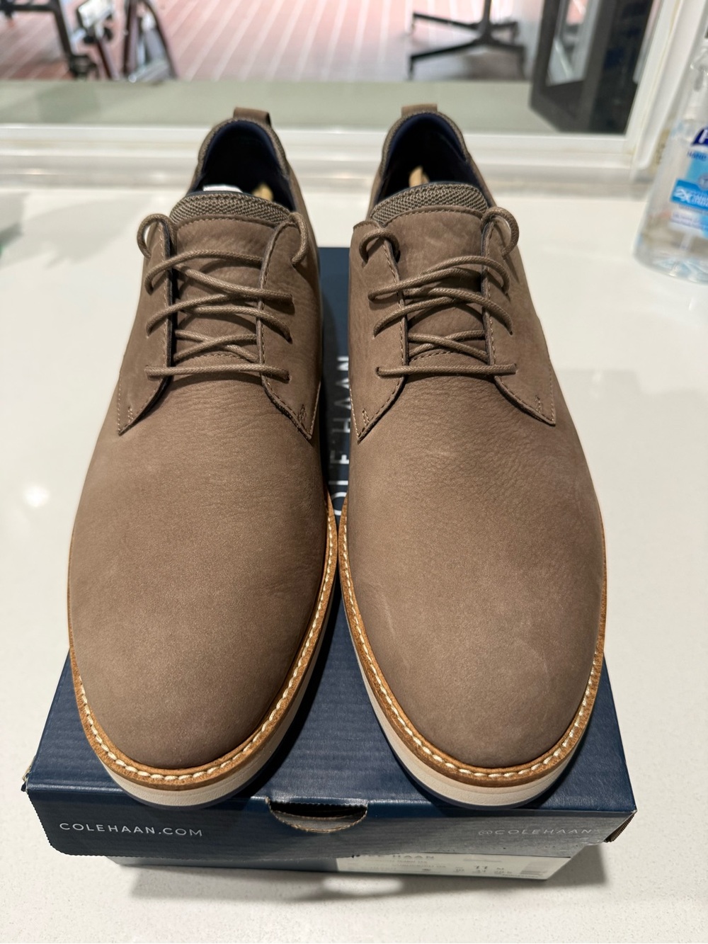 Cole Haan Taupe Suede Derby Lace-Up Shoes